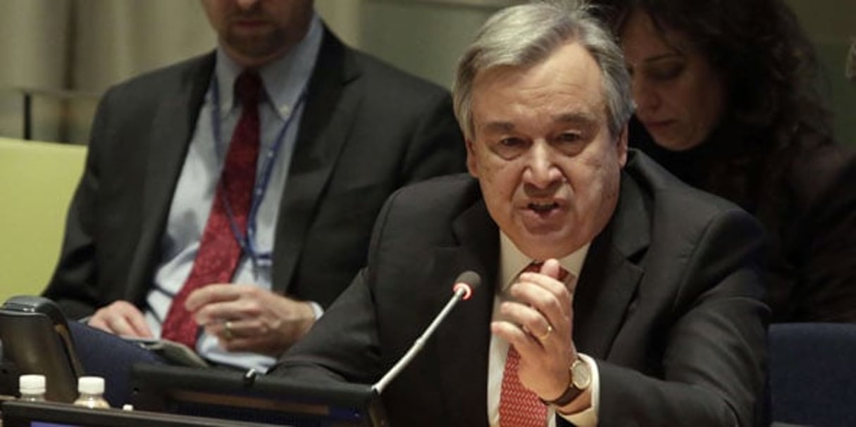 Antonio Guterres, secrétaire général de l’ONU, le 12 avril 2016 à New York. © Richard Drew/AP/SIPA