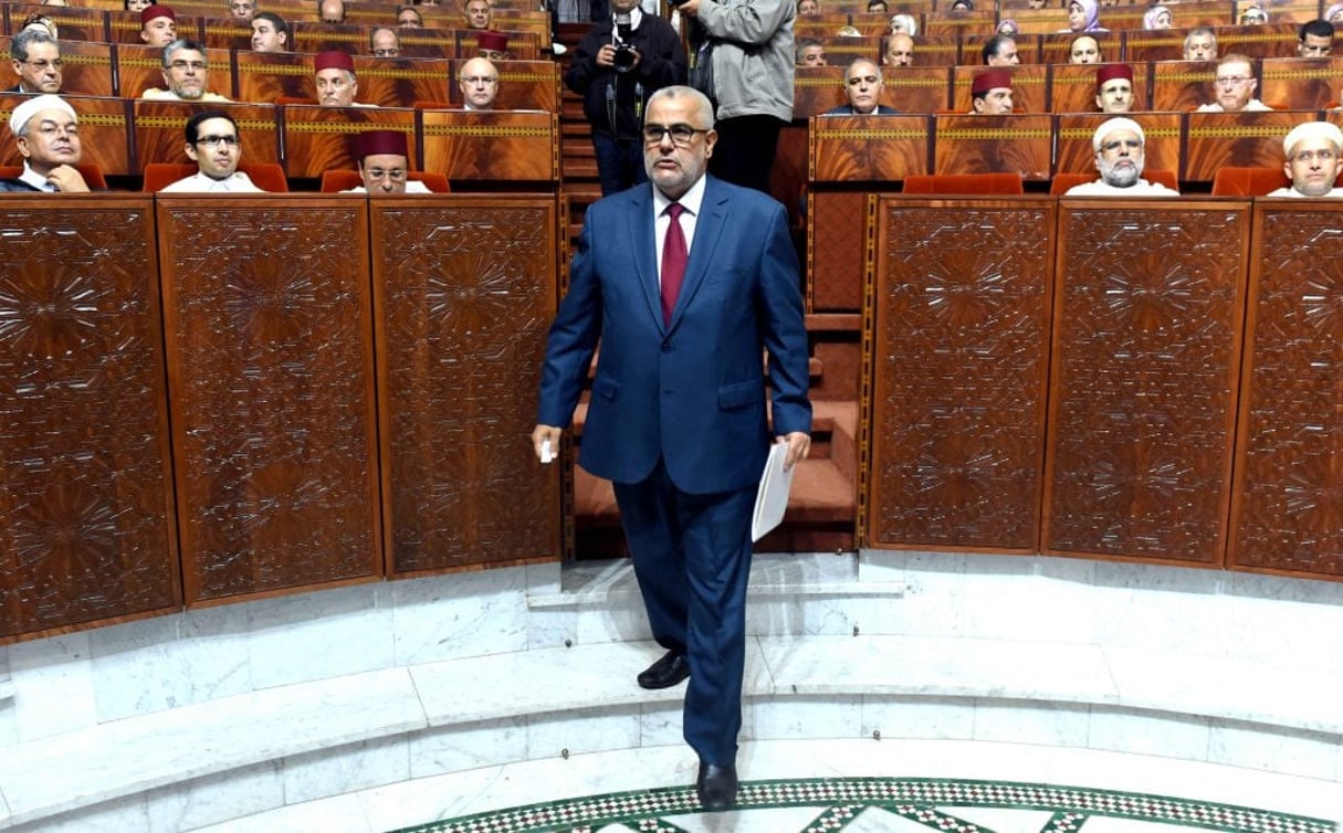 Le chef du gouvernement, Abdelilah Benkirane, devant les députés. © AFP