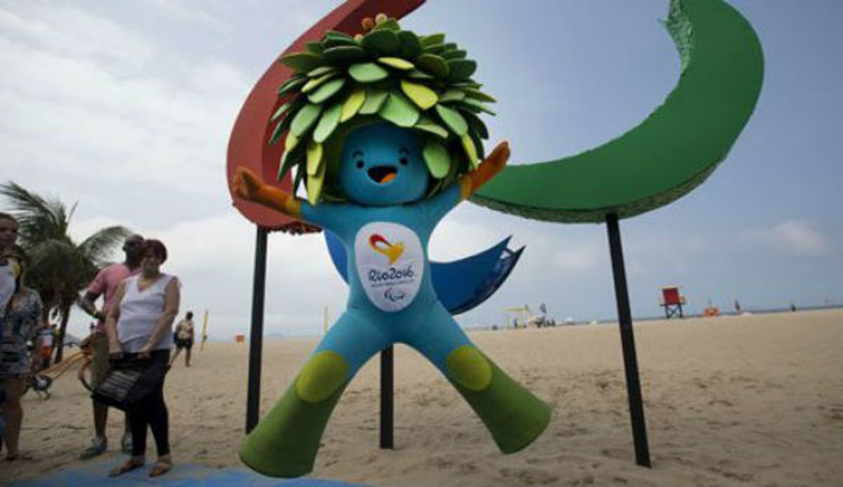 Tom, la mascotte des Jeux paralympiques de Rio, le 2 septembre 2016 à Rio. © Silvia Izquierdo/AP/SIPA