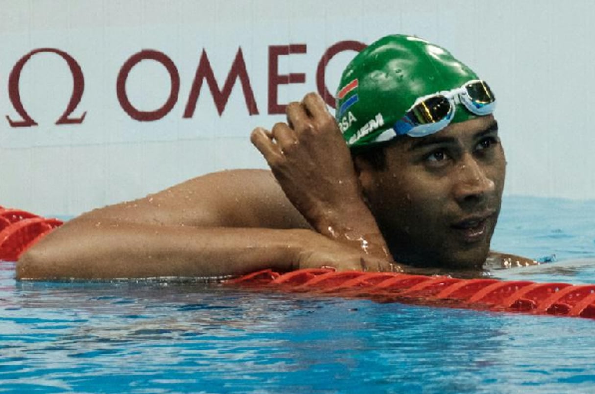 Le nageur sud-africain Achmat Hassiem après le 100 m nage libre (S10), le 13 septembre 2016 à Rio lors des Jeux paralympiques. © YASUYOSHI CHIBA/AFP