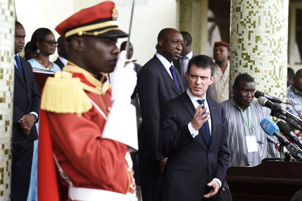 À Ouagadougou, le 20 février, après une réunion avec le président burkinabè, Roch Marc Christian Kaboré. &copy; Miguel Medina/AFP