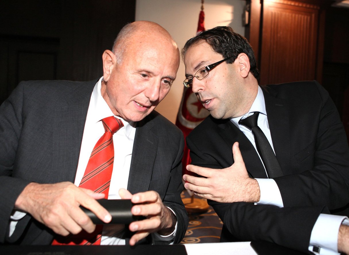 Aux côtés de Néjib Chebbi, patron du parti Al-Joumhouri, qu’il avait rejoint en 2012. &copy; hichem