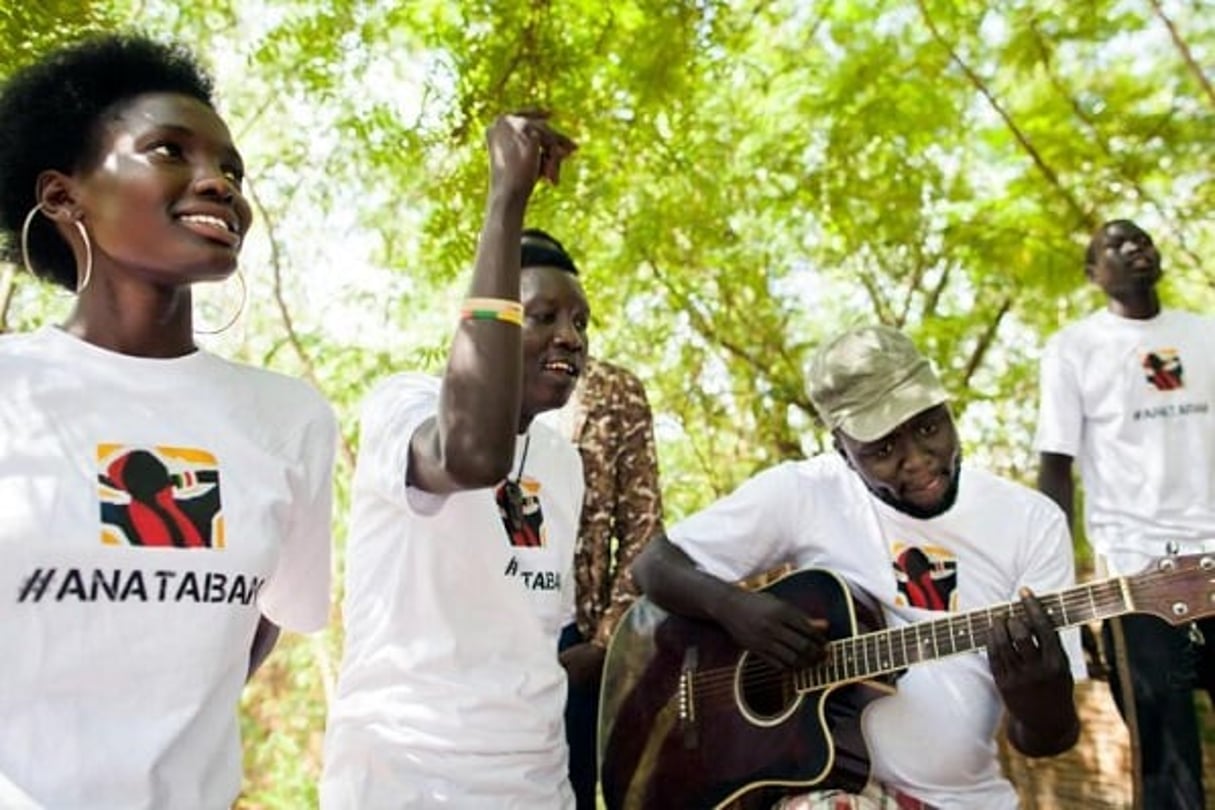 Les musiciens de #AnaTaban répètent une nouvelle chanson au centre culturel Aggrey Jaden, le 18 septembre 2016 à Djouba, au Soudan du Sud. © Albert Gonzalez Farra/AFP