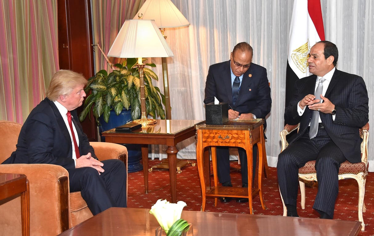 Rencontre entre Donald Trump et le président égyptien, Abdel Fattah al-Sissi, le 20 septembre,à New York. © Anadolu Agency/AFP