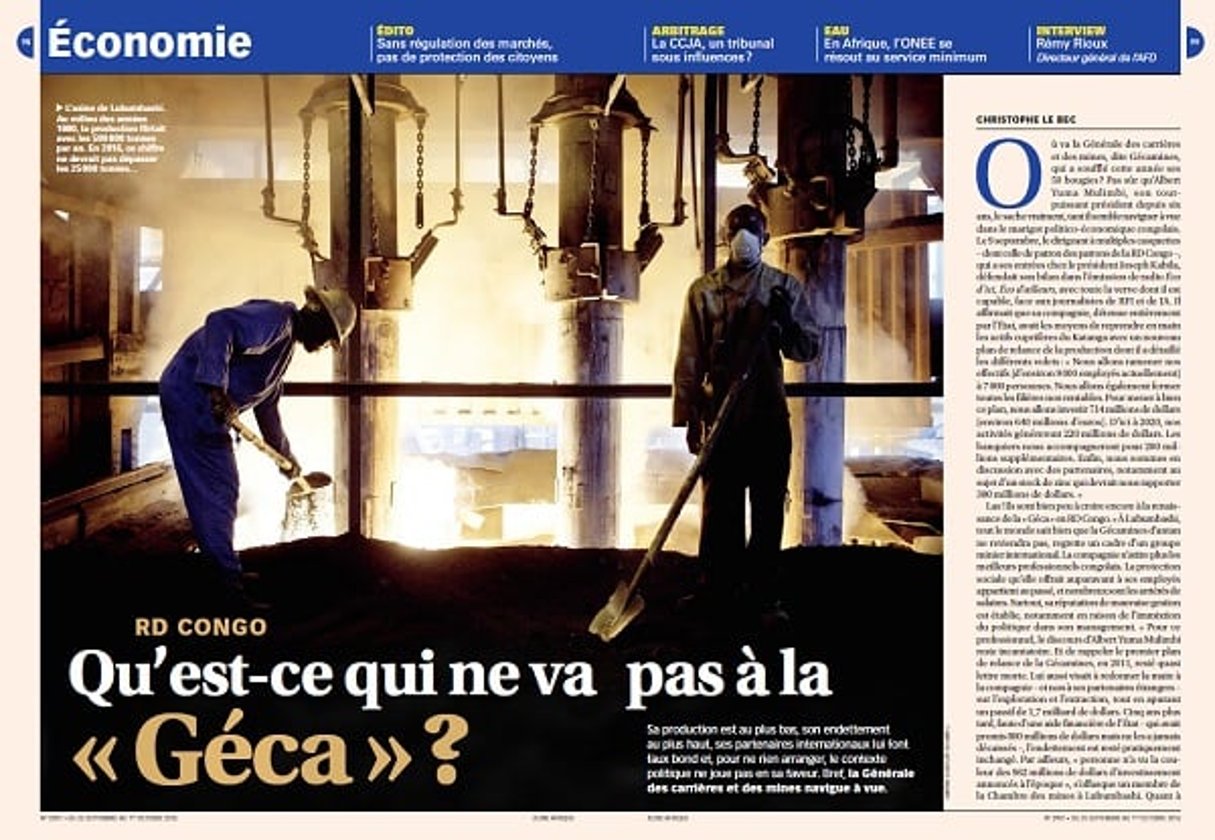 Ouverture des pages « Jeune Afrique » n°2907. © J.A.
