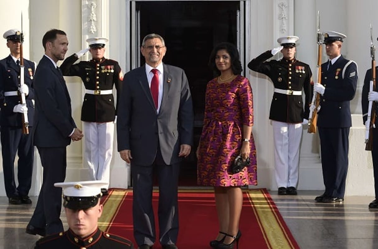 Le président Jorge Carlos Fonseca et sa femme à Washington le 5 août 2016. Elu en 2011 et réélu en 2016, il quittera le pouvoir en 2021. © Susan Walsh/AP/SIPA