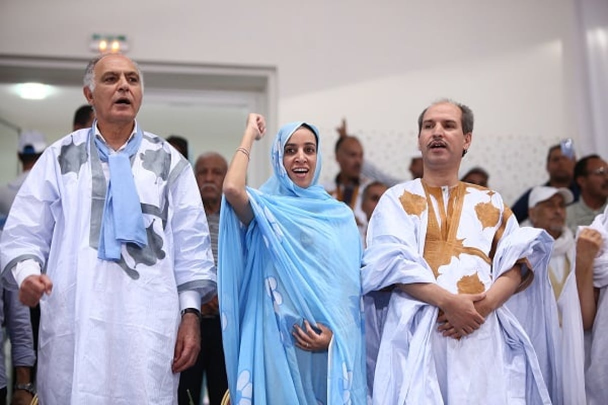 M’barka Bouaida lors d’un meeting à Guelmin, le 6 octobre 2016. © RNI