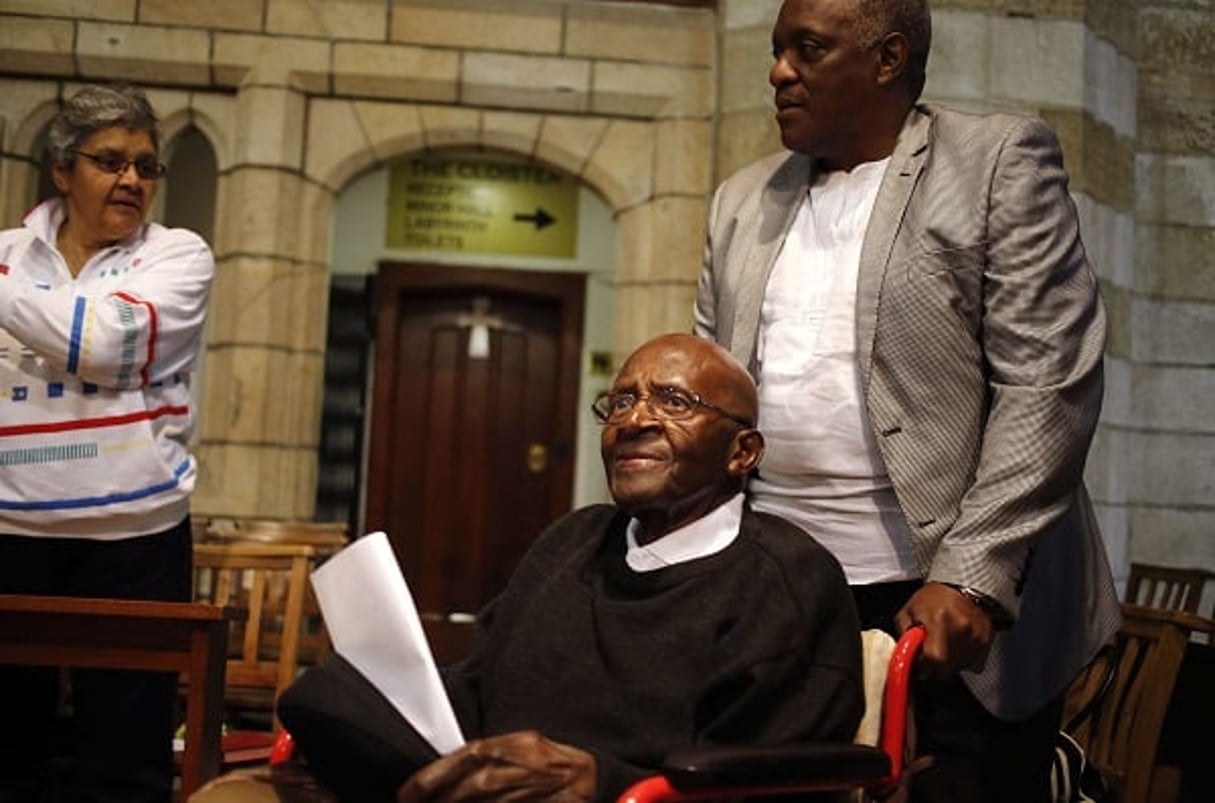 Desmond Tutu à la cathédrale Saint-Georges au Cap, le 7 octobre 2016 © Schalk van Zuydam/AP/SIPA