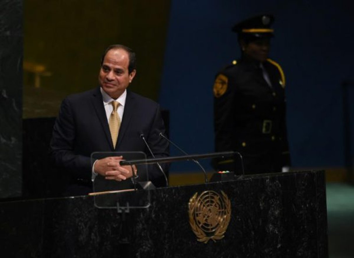 Le président égyptien Abdel Fattah al Sissi à la tribune de l’ONU, le 20 septembre 2016 à New York. © Thimothy A. Clary / AFP