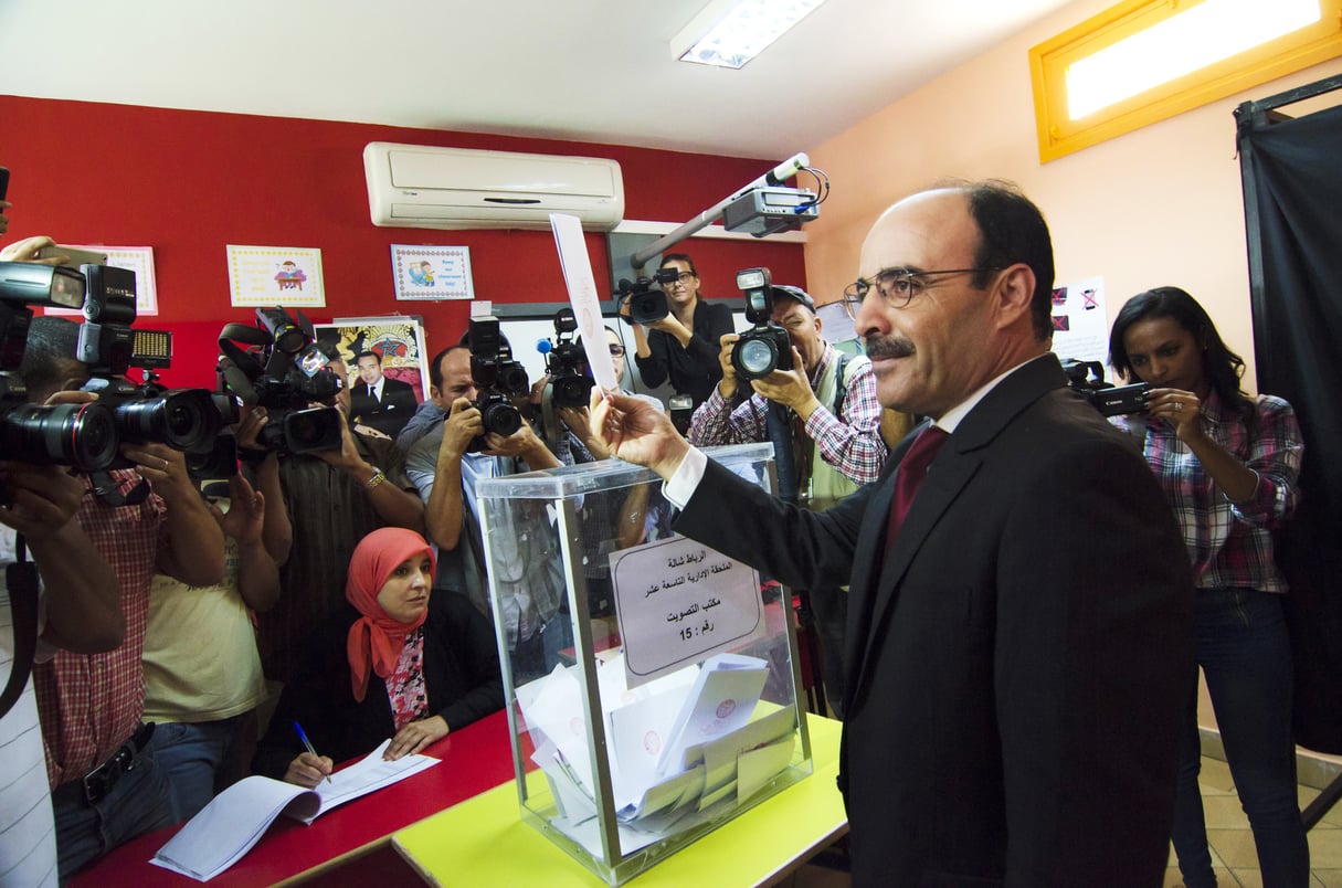 Ilyas El Omari, secrétaire général du PAM, accomplissant son devoir électoral, le 7 octobre, à Rabat. &copy; Jalal Morchidi/Anadolu Agency/AFP
