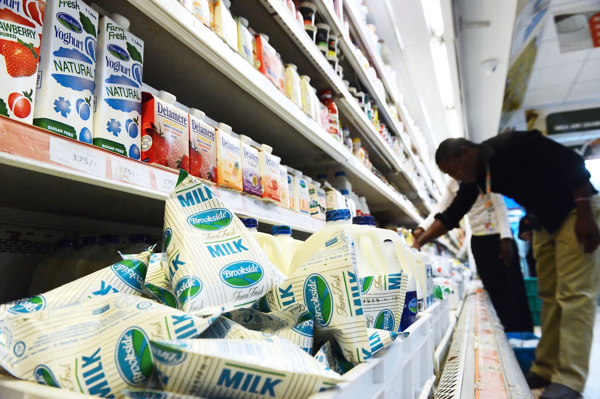 Au Kenya, 
le groupe représente 45 % des ventes de bouteilles de lait pasteurisé, de lait UHT, de beurre, de crème et de yaourts. © Simon Maina/AFP