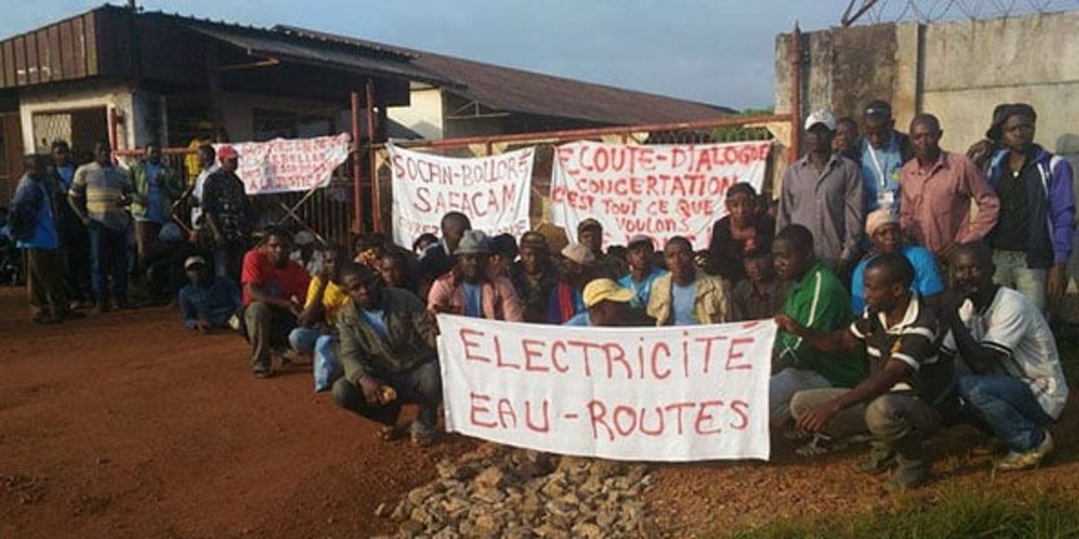 Des manifestants contre Socfin dans la région de Dizangué, au Cameroun, le 14 novembre 2016. © Synaparcam