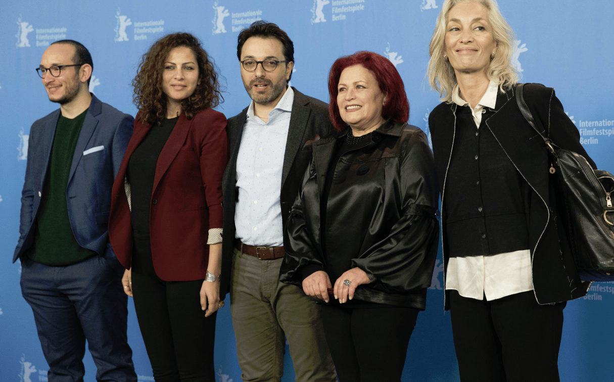 L’équipe du film « Nhabbek Hedi » lors de la Berlinale 2016 à Berlin. © Axel Schmidt/AP/SIPA