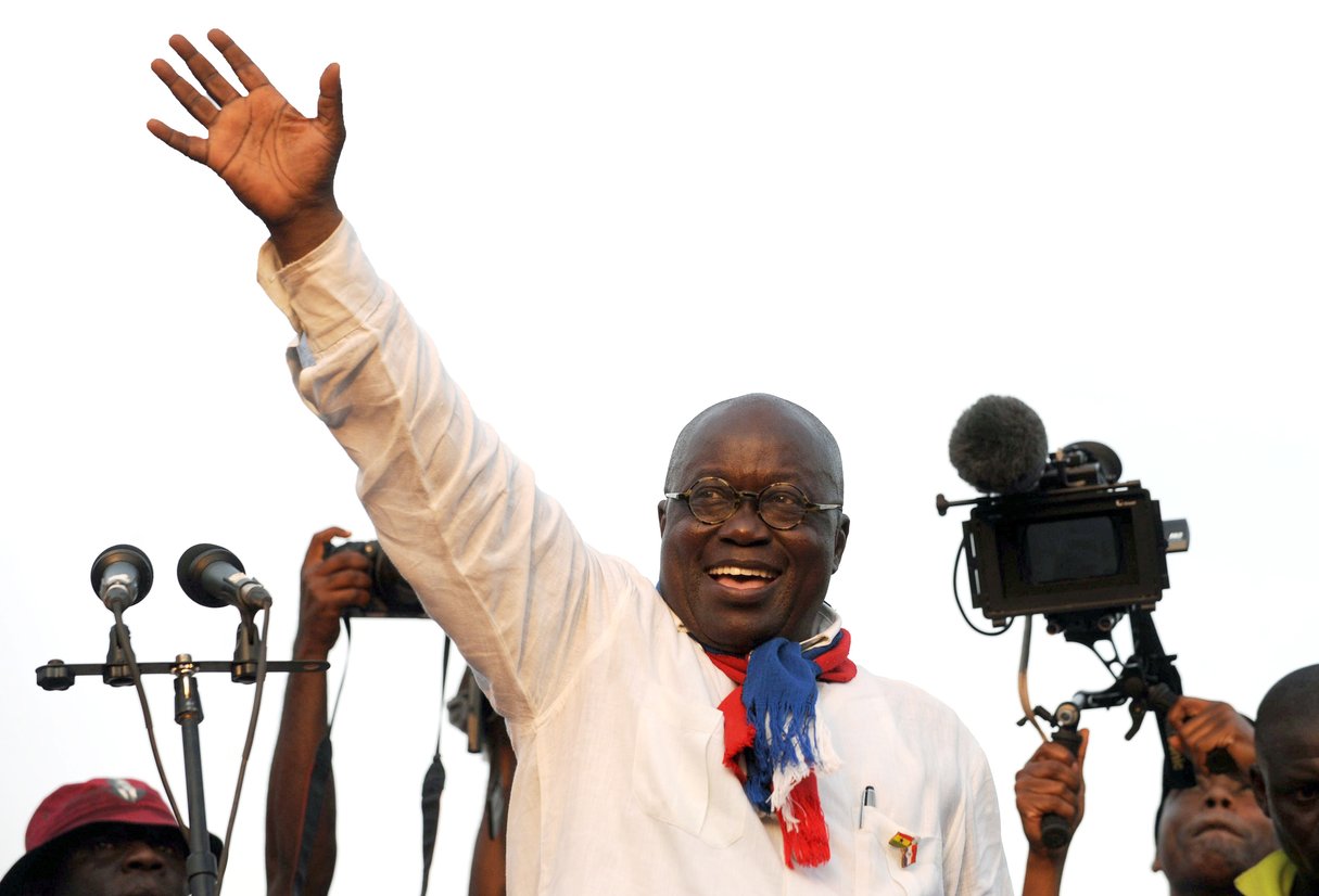 Lors de son tout dernier meeting de campagne, 
le 5 décembre 
à Accra. © PIUS UTOMI EKPEI/AFP