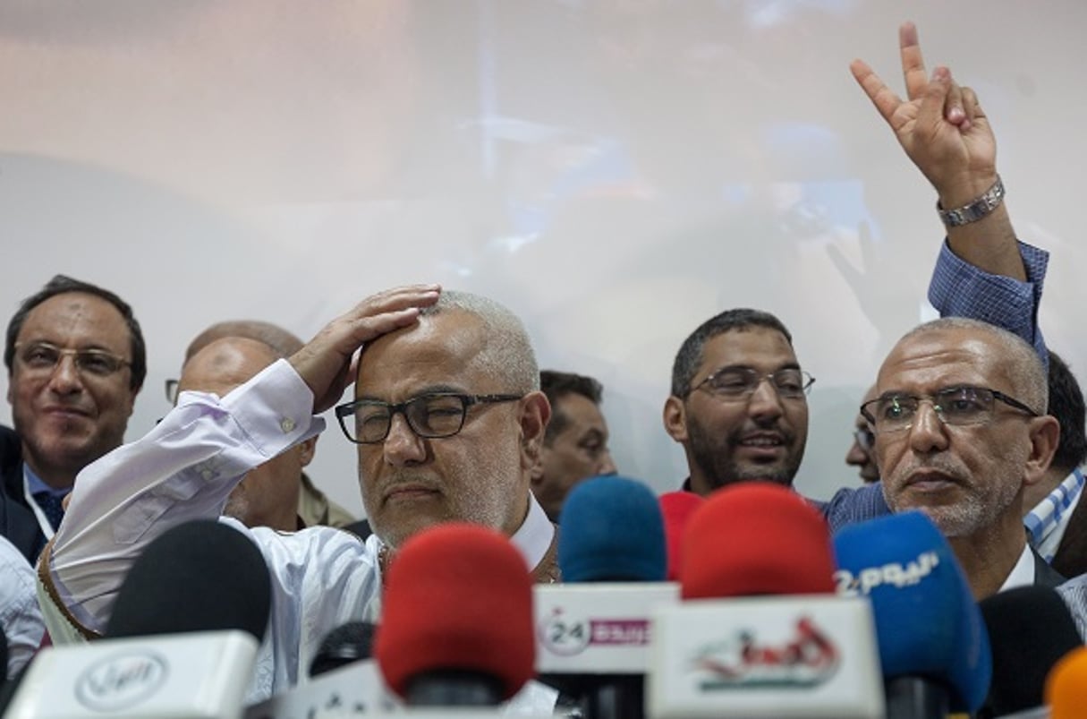 Abdelilha Benkirane, le leader du Parti Justice et Développement après les élections législatives, lors d’une conférence de presse à Rabbat au Maroc, le 7 octobre 2016. © AP/SIPA