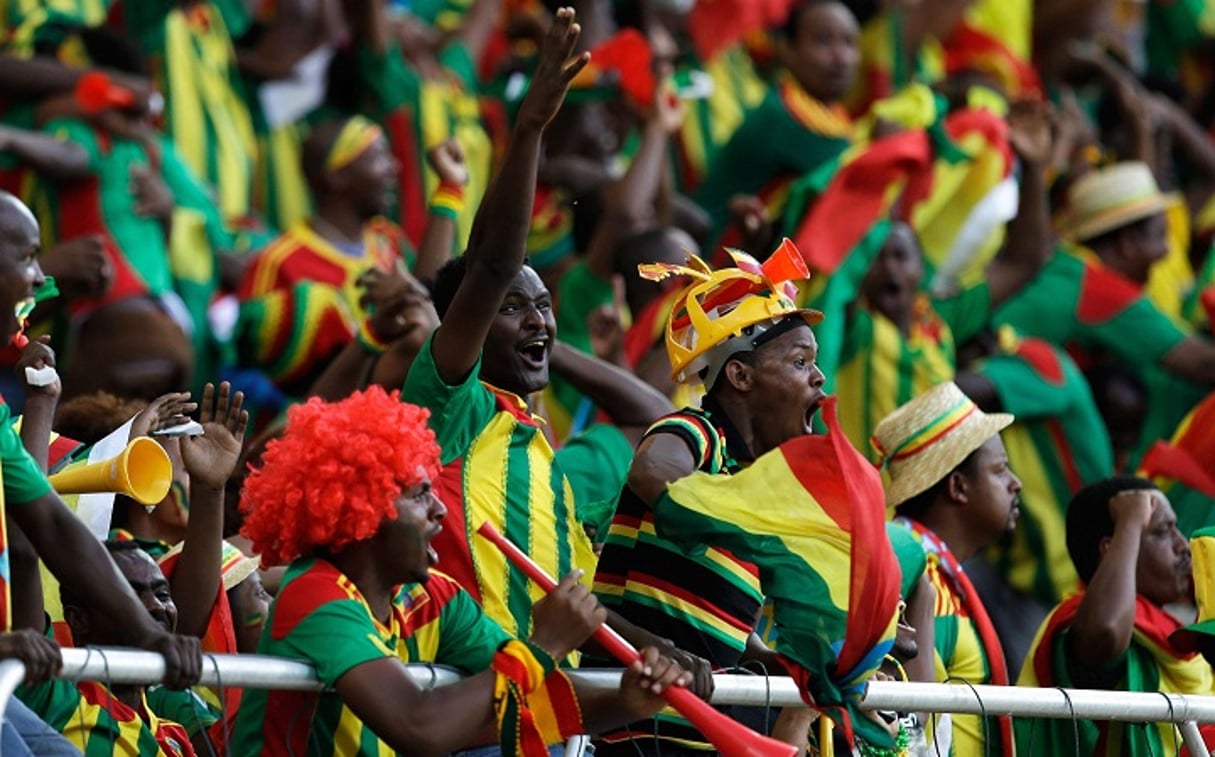 Des supporters éthiopiens pendant un match contre la Zambie, le 21 janvier 2013. © Armando Franca/AP/SIPA