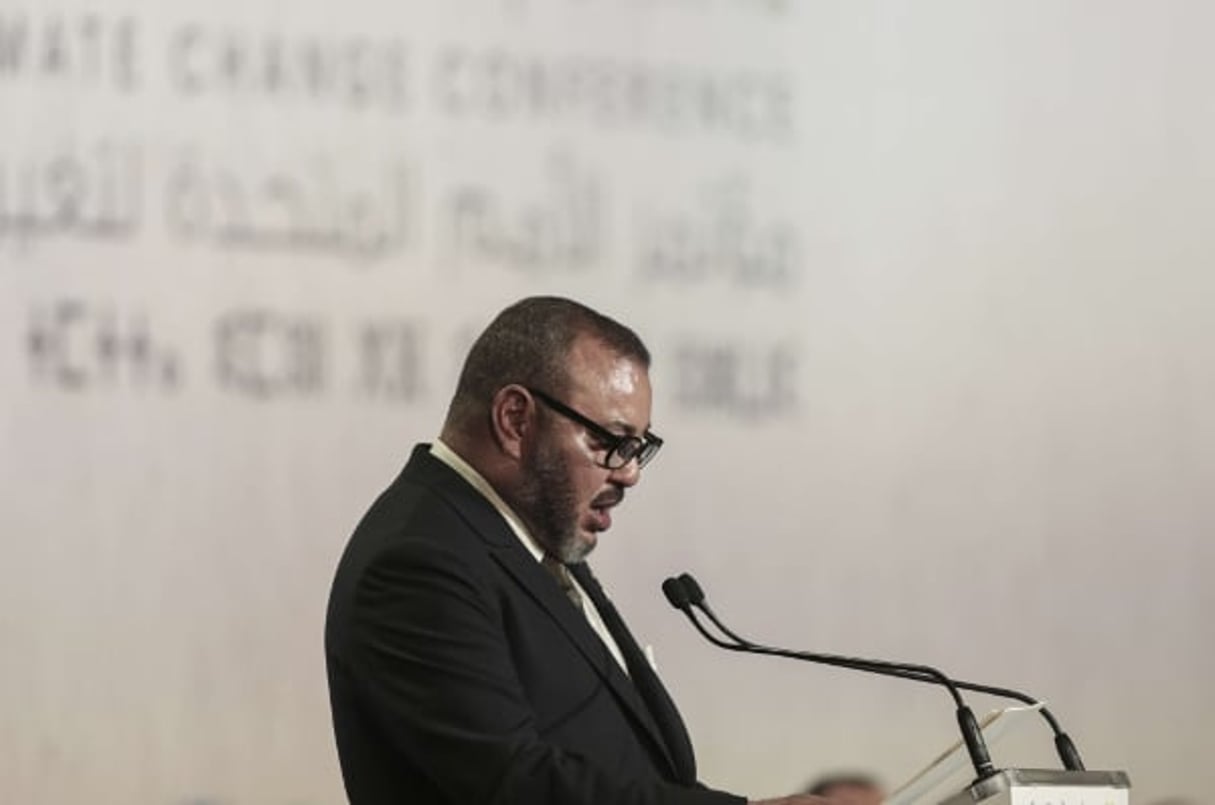 Le roi du Maroc pendant la COP 22 à Marrakech, en novembre 2016. © Mosa’ab Elshamy/AP/SIPA