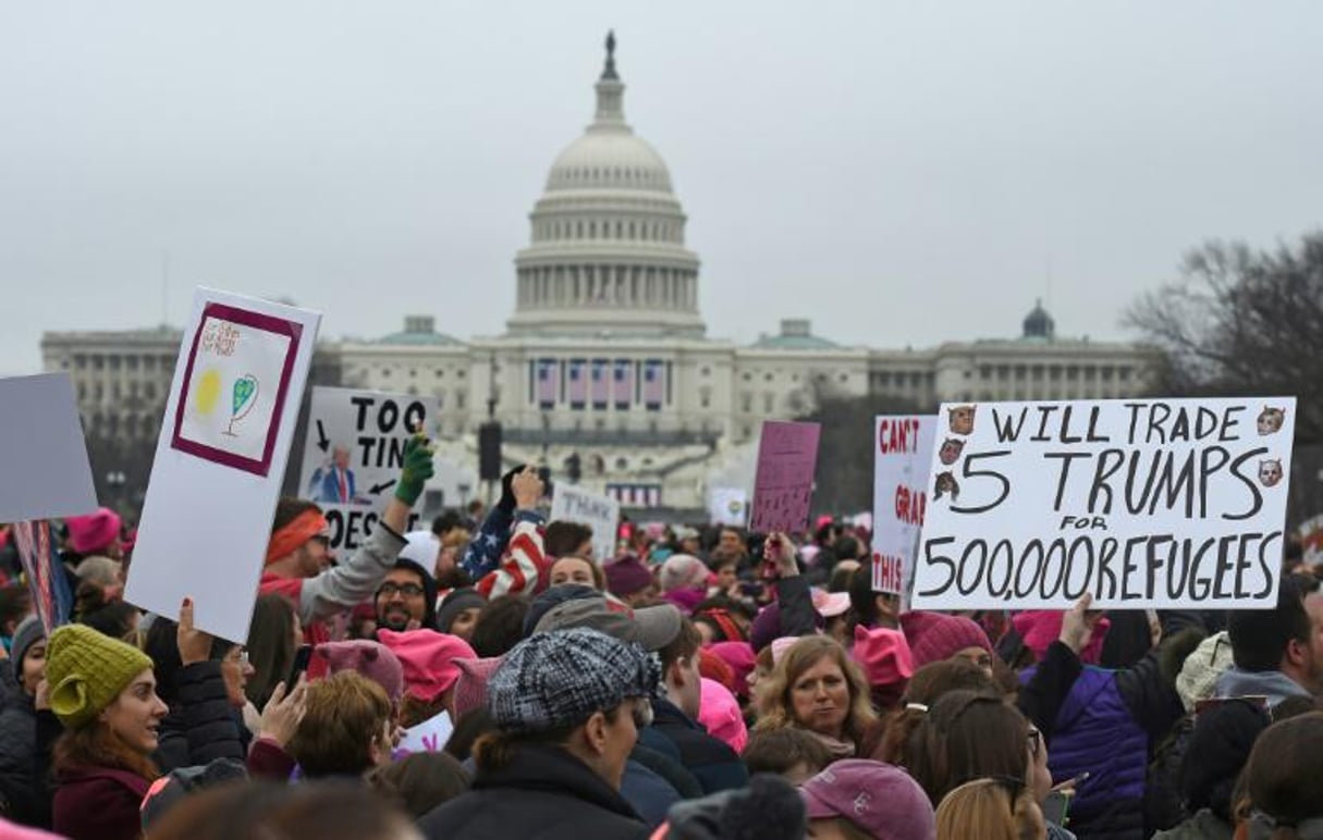Manifestation anti-Trump dans le centre de Washington, le 21 janvier 2017. © AFP/Andrew CABALLERO-REYNOLDS