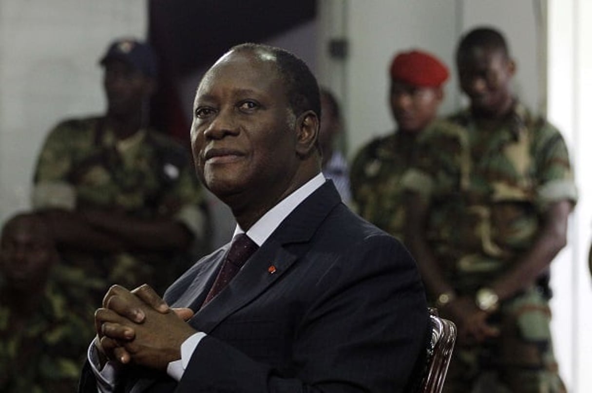Le président ivoirien Alassane Ouattara à Abidjan, le 12 avril 2011. © Rebecca Blackwell/AP/SIPA