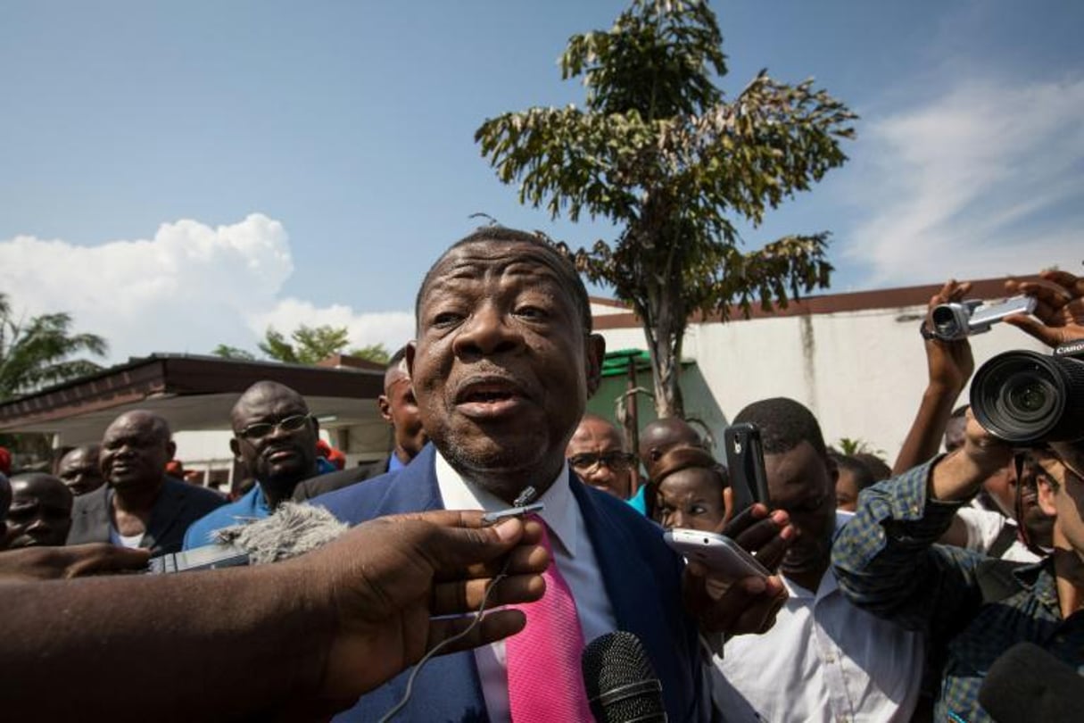 Le porte-parole du gouvernement congolais Lambert Mende, le 13 avril 2015 à Kinshasa,. © AFP/FEDERICO SCOPPA