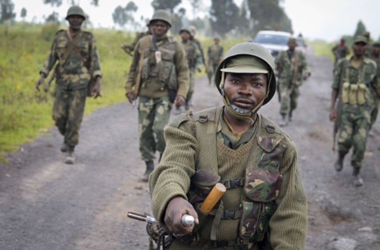 Des soldats congolais à Kitumba (RDC), en 2013. © Joseph Kay/AP/SIPA