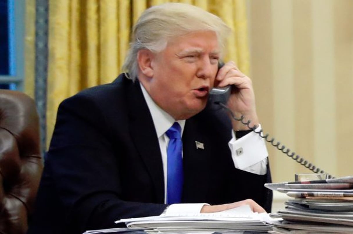 Le président américain Donald Trump dans le bureau ovale de la Maison Blanche, le 28 janvier 2017. © Alex Brandon/AP/SIPA