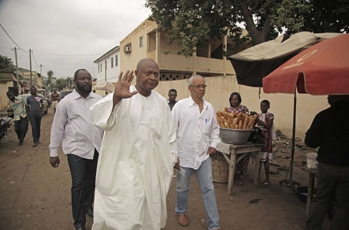 Le leader de l’opposition togolaise, Jean Pierre Fabre, pendant les élections législatives, à Lomé, le 25 juillet 2013. © Erick Kaglan/AP/SIPA