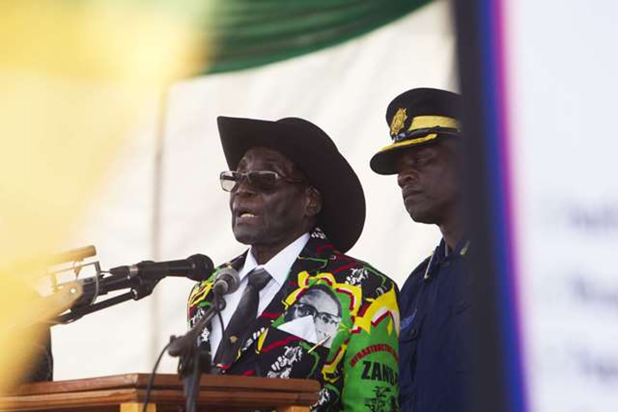 Robert Mugabe lors des célébrations pour son 93e anniversaire, à Matopos le 25 février 2017. © Tsvangirayi Mukwazhi/AP/SIPA