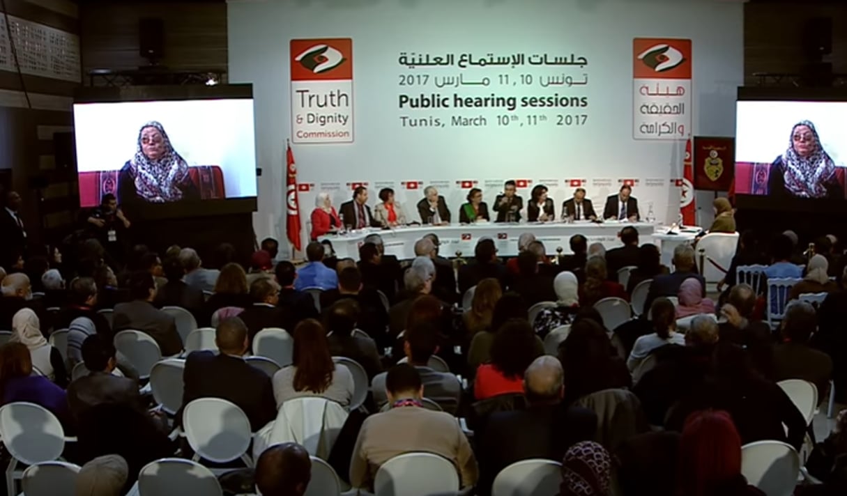 Audiences publiques de l’Instance vérité et dignité à Tunis, le 10 mars 2017. © Capture d’écran/Instance Vérité Dignité/Youtube