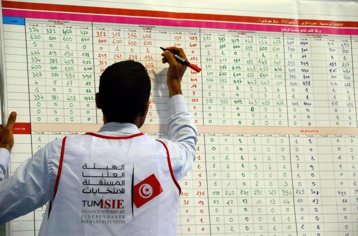 Décompte des votes à Tunis lors de l’élection présidentielle de novembre 2014. © Hassene Dridi/AP/SIPA