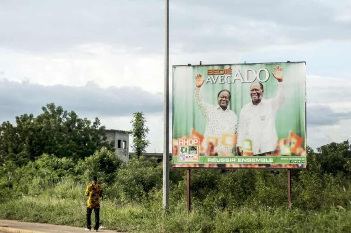 Lors de la campagne présidentielle de 2015, Henri Konan Bédié, patron du PDCI, avait apporté son soutien à ADO, candidat de l’alliance RHDP. © Sylvain Cherkaoui/JA