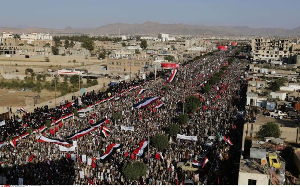 Rassemblement houtiste le 12 octobre 2016 à Saana au Yémen © Hani Mohammed/AP/SIPA