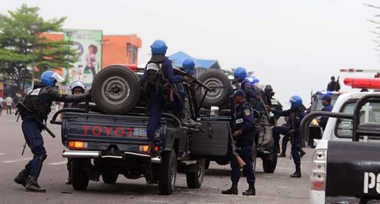 Des forces de police congolaises à Kinshasa le 20 septembre 2016. © John bompengo/AP/SIPA