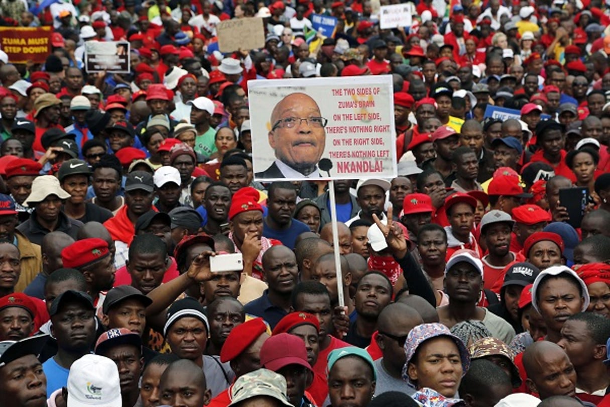 Manifestation anti-Zuma à Pretoria, le 12 avril 2017. © Denis Farrell/AP/SIPA