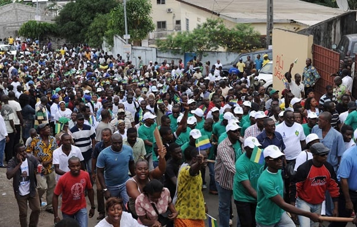Une manifestation à Libreville en 2012. © Joel Bouopda Tatou/AP/SIPA