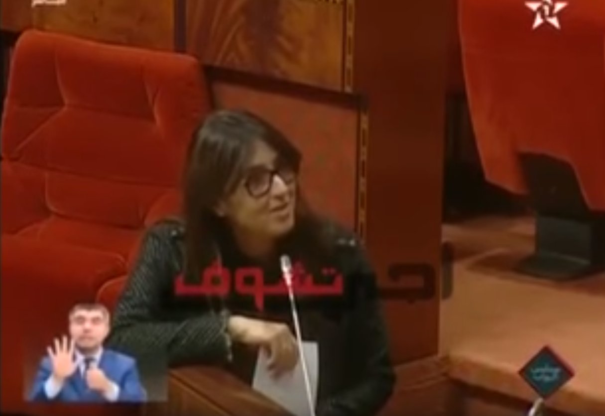 La nouvelle secrétaire d’État au Tourisme, Lamia Boutaleb, le 9 mai devant le Parlement. © Capture d’écran YouTube