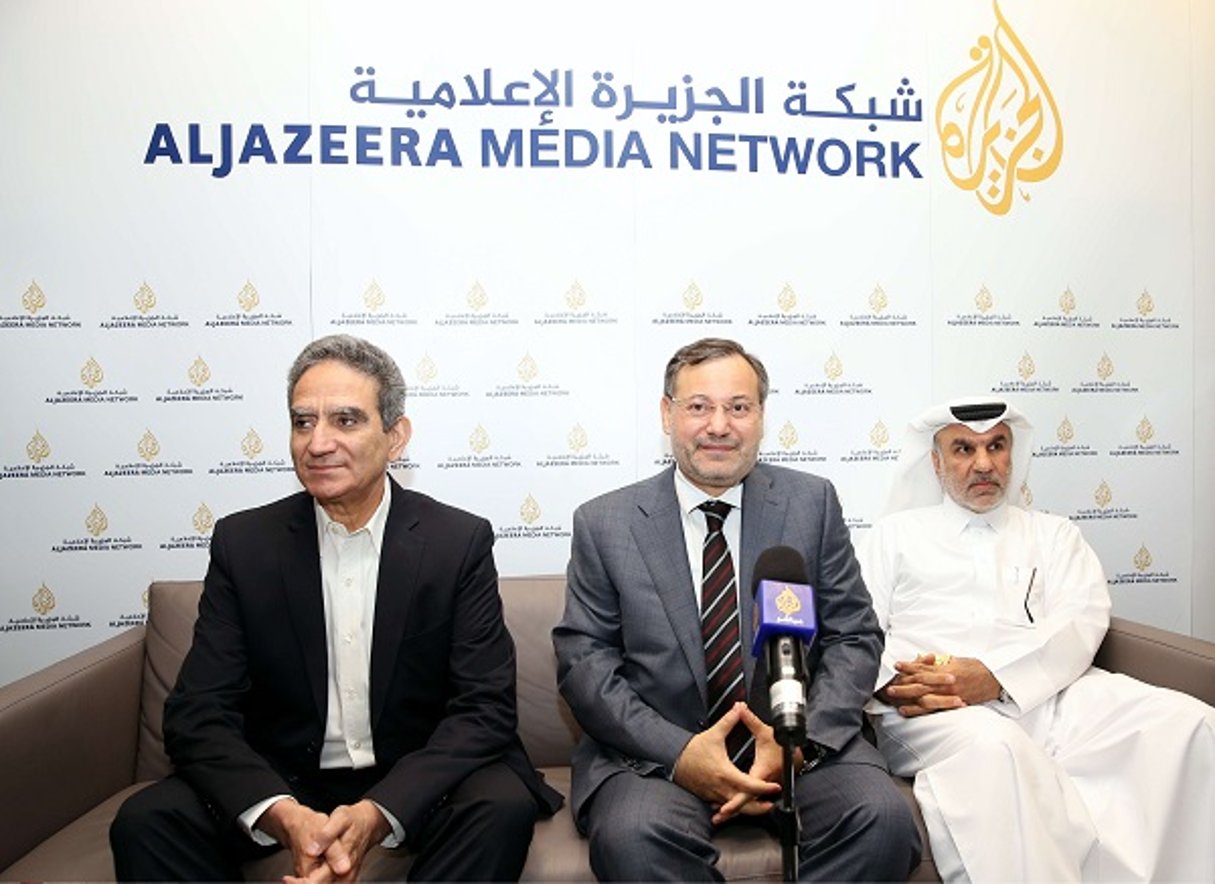 Des hauts représentants de la chaîne Al-Jazeera à Doha en 2015. © Osama Faisal/AP/SIPA