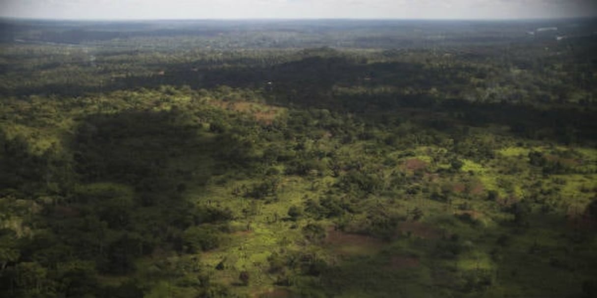 Photo aérienne prise le 8 mai 2017 près de Zemio, dans l’est de la Centrafrique, une région où la LRA de Joseph Kony est active. © Zack Baddorf/AP/SIPA