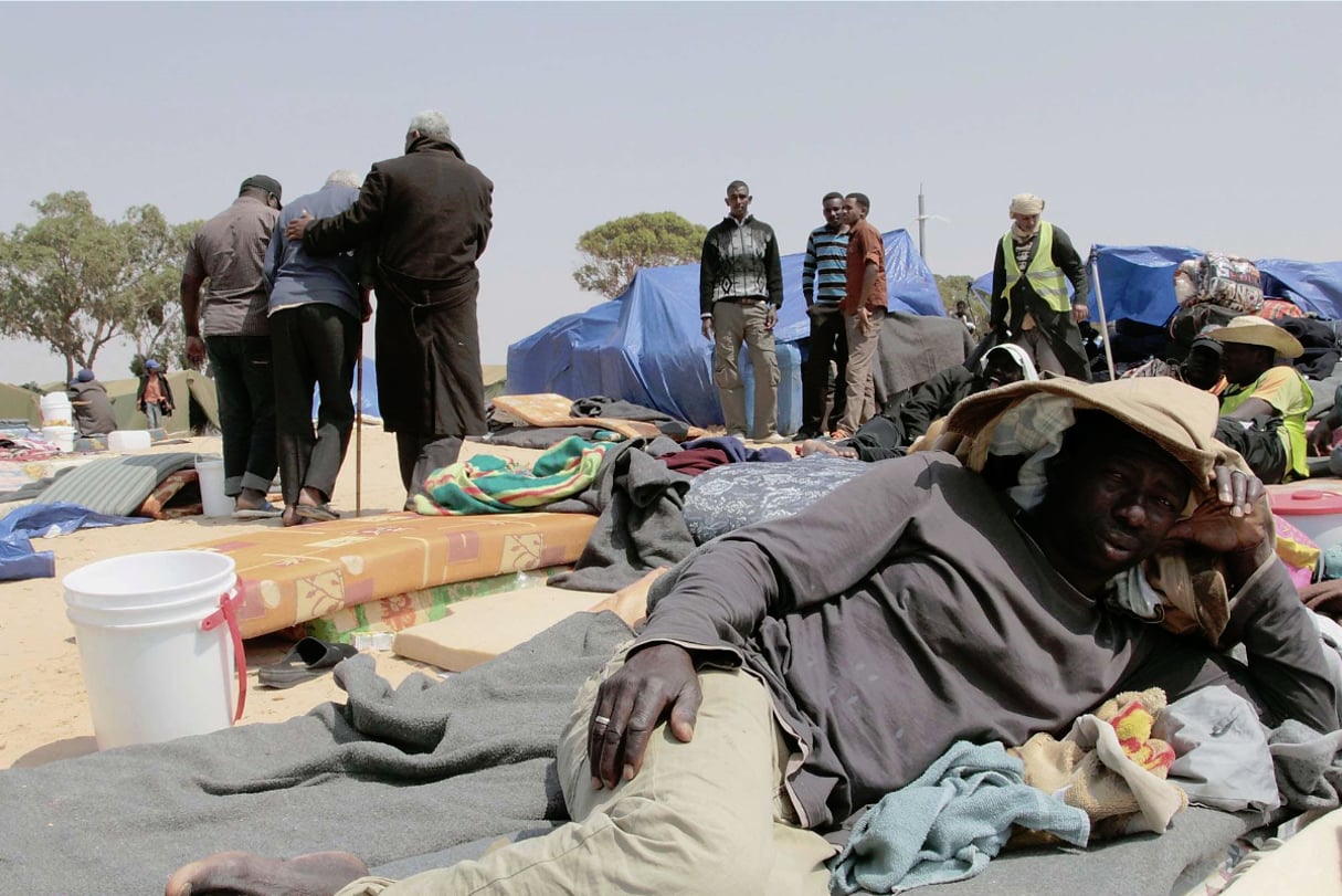 Camp de Choucha dans le sud tunisien, en 2011. © Gaia Anderson/AP/SIPA