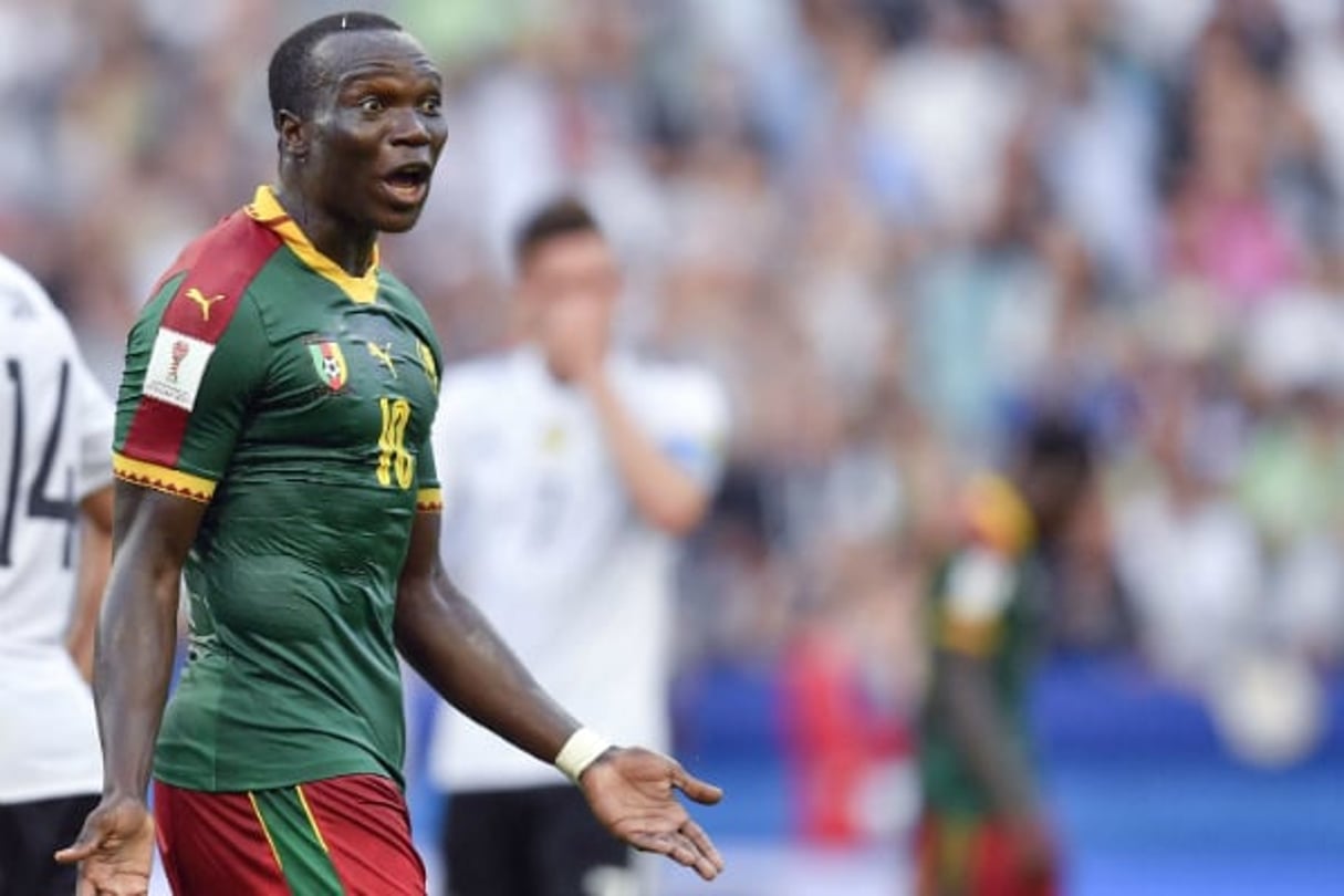 Vincent Aboubakar, du FC Porto, fait la fête après avoir marqué le deuxième but de son équipe lors du match de football du groupe G de la Ligue des champions entre le FC Porto et l’AS Monaco, le 6 décembre 2017. © Luis Vieira/AP/SIPA