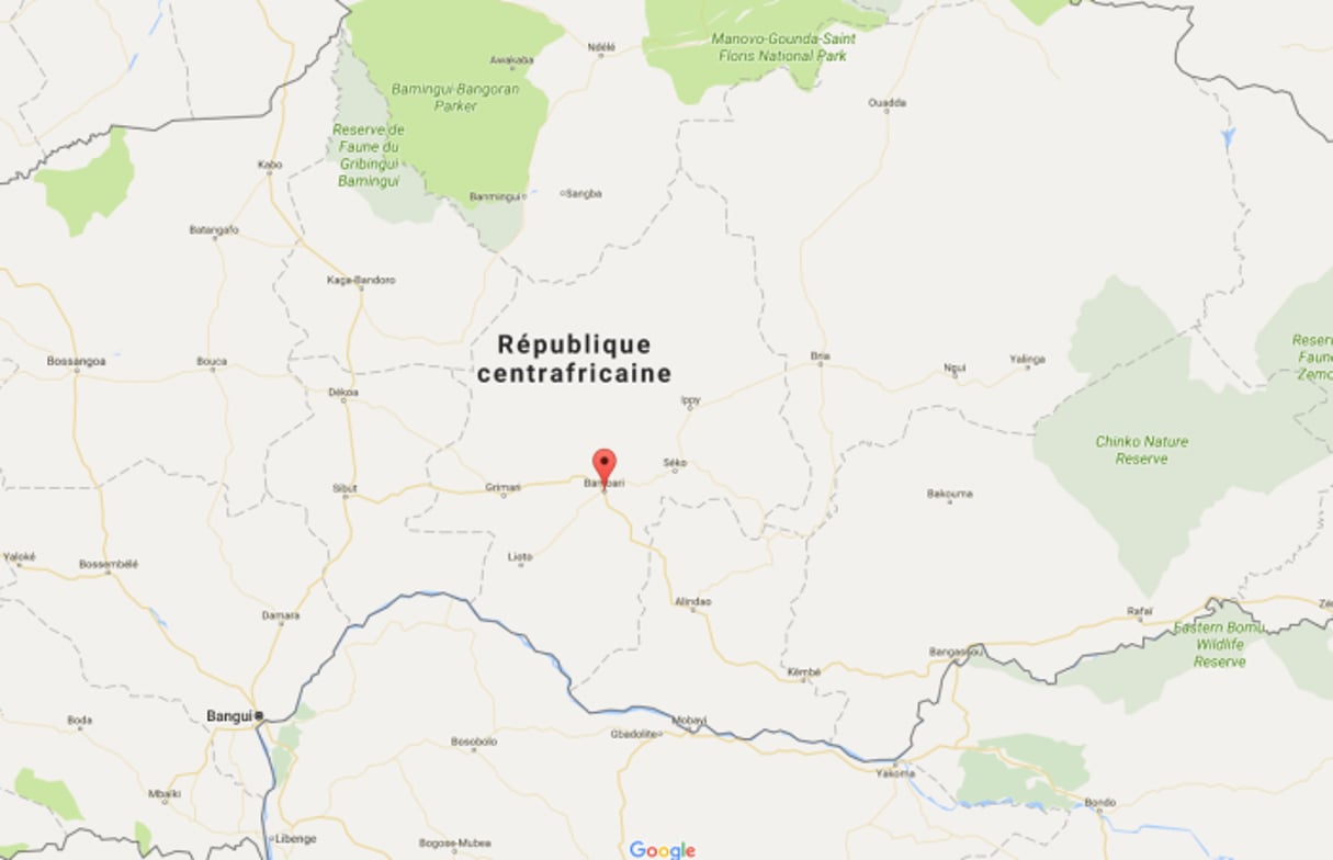 L’accident a eu lieu dans le centre de la Centrafrique, entre les villes de  Bambari et Ippy. © Capture d’écran Google maps