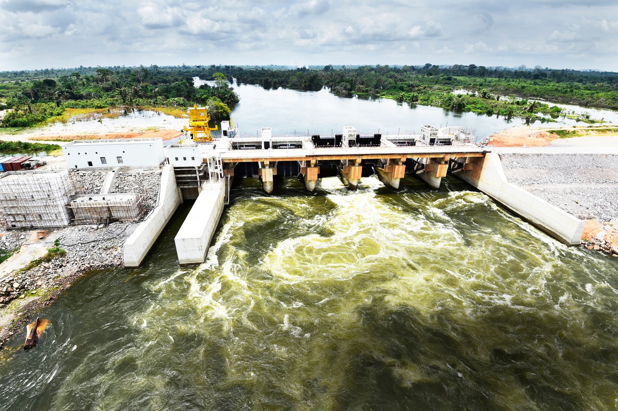 Le complexe hydroélectrique de Soubré, financé par la China Eximbank, a été mis en eau en mars. © Sia KAMBOU/AFP