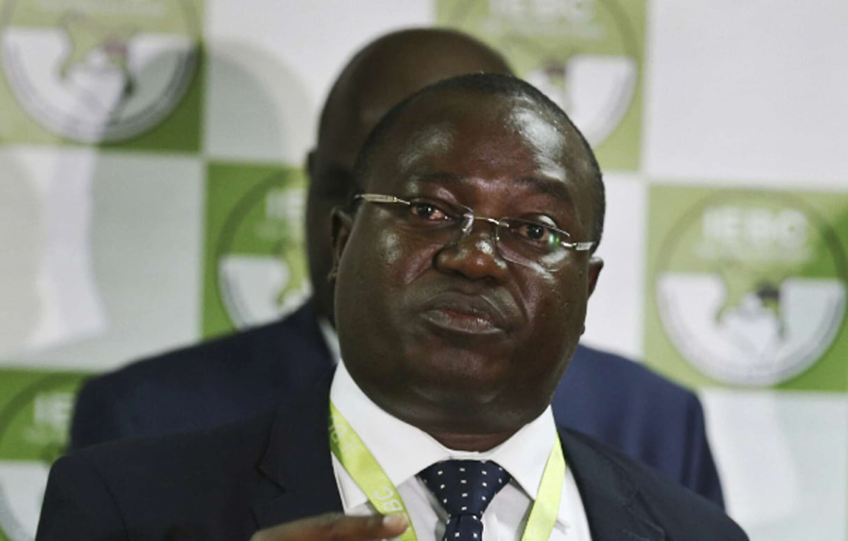 Christopher Msando, le 6 juillet 2017, lors d’une conférence de presse à Nairobi, au Kenya. © AP/SIPA