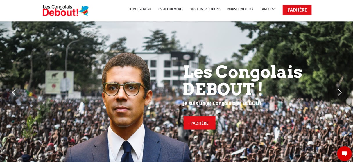 Page d’accueil du « mouvement citoyen » « les Congolais debout », lancé par l’homme d’affaire Sindika Dokolo. © DR