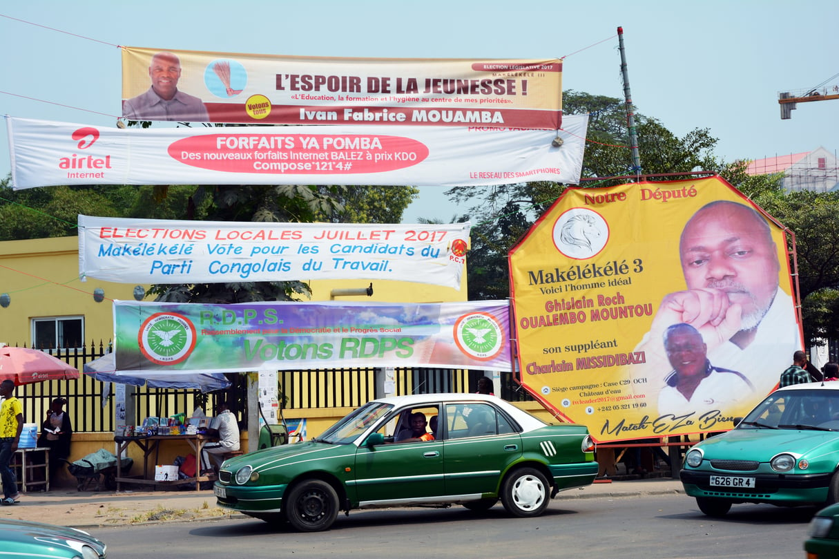 Pendant la campagne pour les élections législatives et locales, en juillet, dans la capitale, Brazzaville. © Baudouin Mouanda pour JA