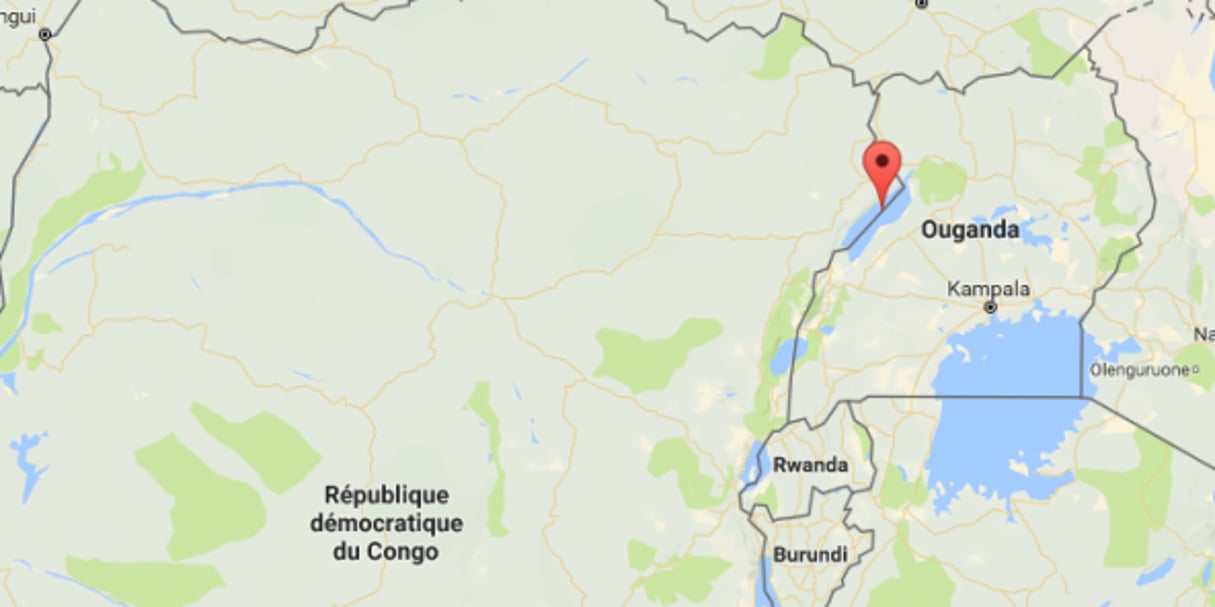 Le glissement de terrain s’est produit le 16 août 2017 aux abords du lac Albert, dans la province de l’Ituri, en RDC. © Google Maps