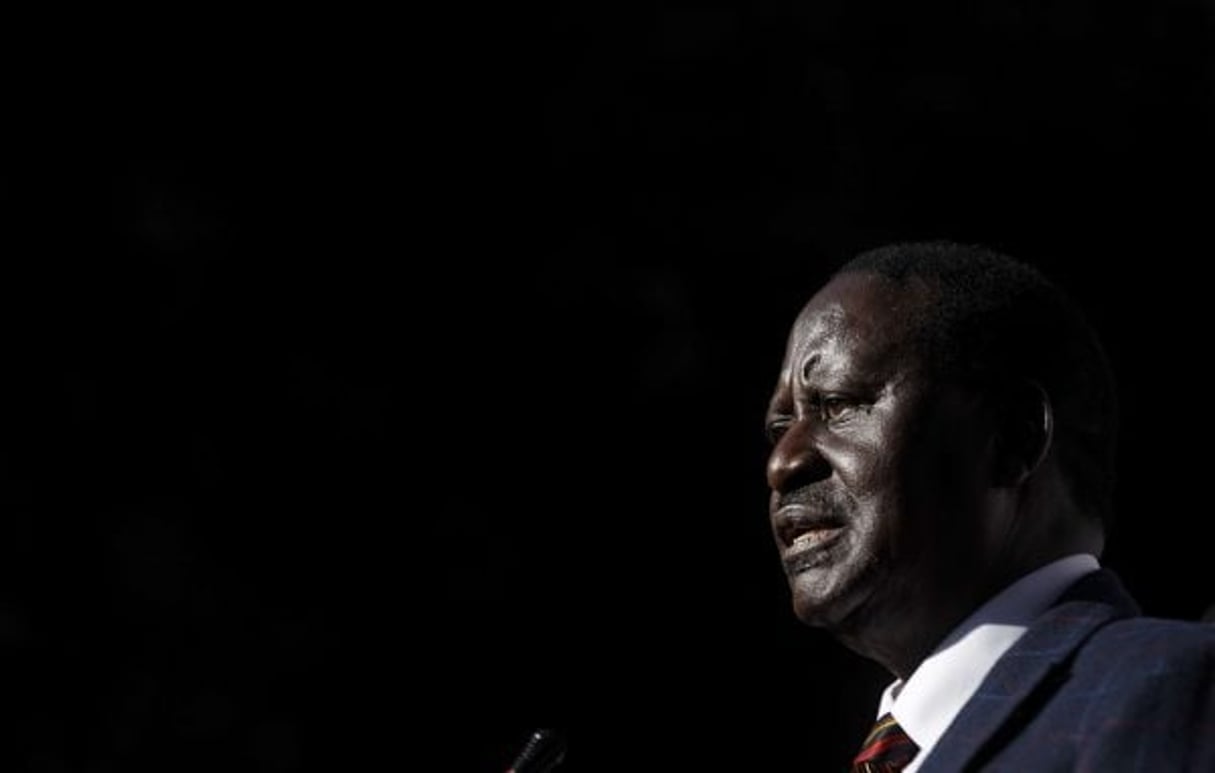 Le leader de l’opposition kényane, Raila Odinga, lors d’une conférence de presse le 16 août 2017, à Nairobi. © Ben Curtis/AP/SIPA