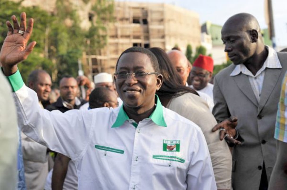 Dernier rallye du candidat Soumaïla Cissé à Bamako avant le jour du vote, le 9 août 2013. © Emilie Regner pour Jeune Afrique