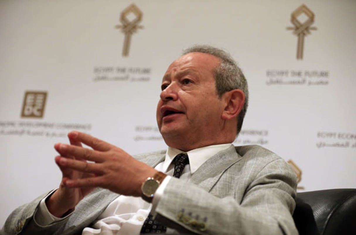 Le businessman égyptien Naguib Sawiris à une conférence sur l’investissement étranger en Égypte, à Sharm El-Sheikh, le 13 mars 2015 © Hassan Ammar/AP/SIPA