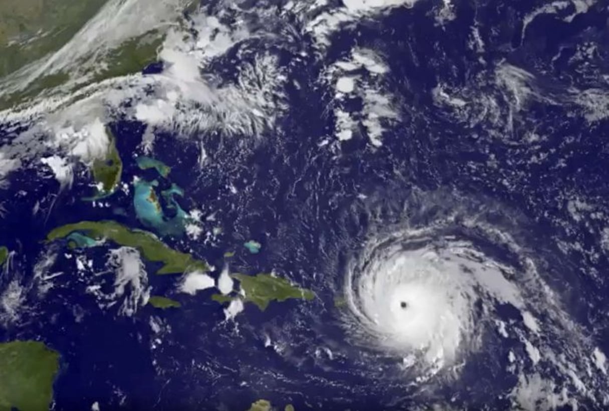 Vue satellitaire de l’ouragan Irma, qui a dévasté l’île franco-néerlandaise de Saint-Martin en septembre 2017. © AP/SIPA